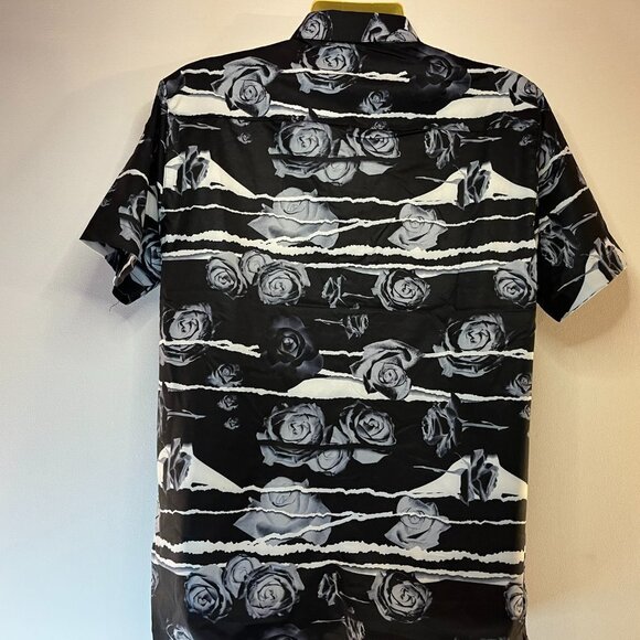 Fresh Prints of Bel-Air Men's Black Rose Print Shirt - Size Medium - NWT - Picture 3 of 4